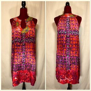 Calypso St Barths silk satin printed boho dress small